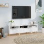 Mueble de TV madera contrachapada blanco brillo 150x30x44,5 cm de , Muebles TV - Ref: Foro24-831911, Precio: 95,25 €, Descuen...