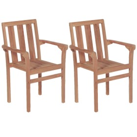 Sillas de jardín apilables 2 unidades madera maciza de teca de , Sillas de jardín - Ref: Foro24-44725, Precio: 289,37 €, Desc...