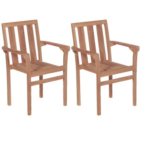 Sillas de jardín apilables 2 unidades madera maciza de teca de , Sillas de jardín - Ref: Foro24-44725, Precio: 289,37 €, Desc...