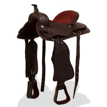 Montura occidental, cabezada y pechera cuero real 16" marrón de , Monturas - Ref: Foro24-91348, Precio: 224,36 €, Descuento: %