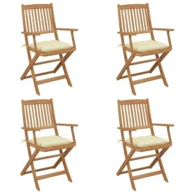 Sillas de jardín plegables 4 uds y cojines madera maciza acacia de vidaXL, Sillas de jardín - Ref: Foro24-3064634, Precio: 20...