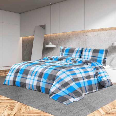 Juego de funda nórdica algodón azul y gris 200x220 cm de , Fundas de nórdico - Ref: Foro24-136073, Precio: 22,76 €, Descuento: %