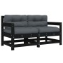 Sillones de jardín con cojines 2 uds madera maciza pino negro de , Sofás modulares de exterior - Ref: Foro24-825594, Precio: ...