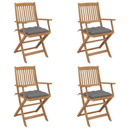 Sillas de jardín plegables 4 uds y cojines madera maciza acacia de vidaXL, Sillas de jardín - Ref: Foro24-3064633, Precio: 22...