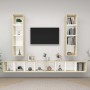 Muebles de salón de pared 4 piezas blanco y roble Sonoma de , Muebles TV - Ref: Foro24-3079894, Precio: 254,62 €, Descuento: %