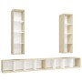 Muebles de salón de pared 4 piezas blanco y roble Sonoma de , Muebles TV - Ref: Foro24-3079894, Precio: 254,62 €, Descuento: %