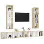 Muebles de salón de pared 4 piezas blanco y roble Sonoma de , Muebles TV - Ref: Foro24-3079894, Precio: 254,62 €, Descuento: %