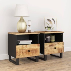 Mesitas de noche 2 uds madera maciza mango madera contrachapada de , Mesitas de noche - Ref: Foro24-350649, Precio: 140,65 €,...