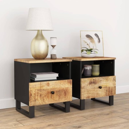 Mesitas de noche 2 uds madera maciza mango madera contrachapada de , Mesitas de noche - Ref: Foro24-350649, Precio: 140,65 €,...