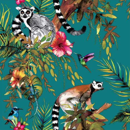 DUTCH WALLCOVERINGS Papel de pared diseño lemur verde 12402 de , Papel pintado - Ref: Foro24-422404, Precio: 32,42 €, Descuen...