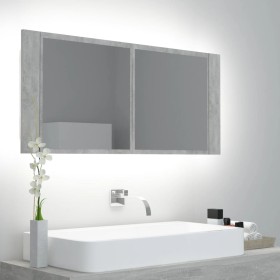 Armario espejo baño luz LED acrílico gris hormigón 100x12x45 cm de , Tocadores de baño - Ref: Foro24-804984, Precio: 65,82 €,...