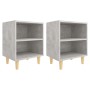 Mesitas de noche 2 uds patas madera gris hormigón 40x30x50 cm de , Mesitas de noche - Ref: Foro24-805788, Precio: 57,32 €, De...