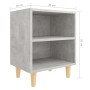 Mesitas de noche 2 uds patas madera gris hormigón 40x30x50 cm de , Mesitas de noche - Ref: Foro24-805788, Precio: 57,32 €, De...