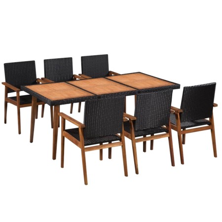 Set de comedor de jardín 7 pzas ratán sintético negro y marrón de , Conjuntos de jardín - Ref: Foro24-44077, Precio: 614,93 €...