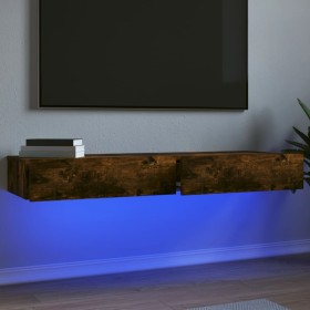 Muebles de TV con luces LED 2 uds roble ahumado 60x35x15,5 cm de , Muebles TV - Ref: Foro24-842897, Precio: 88,60 €, Descuent...