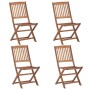 Sillas de jardín plegables 4 uds y cojines madera maciza acacia de vidaXL, Sillas de jardín - Ref: Foro24-3064687, Precio: 20...