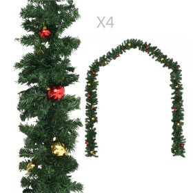Guirnaldas de Navidad con bolas 4 unidades PVC verde 270 cm de , Adornos festivos - Ref: Foro24-284309, Precio: 75,90 €, Desc...