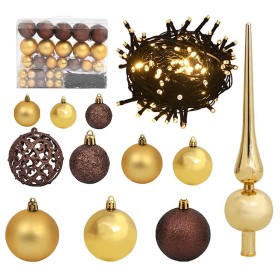Set de bolas de Navidad 61 pzas con pico 150 LED dorado bronce de , Luces de Navidad - Ref: Foro24-330095, Precio: 35,72 €, D...