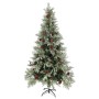 Árbol de Navidad con luces y piñas PVC PE verde y blanco 225 cm de , Arboles de navidad - Ref: Foro24-3094566, Precio: 256,22...