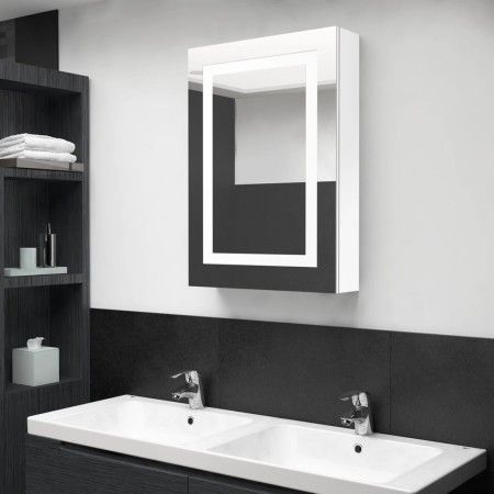 Armario de baño con espejo LED blanco brillante 50x13x70 cm de vidaXL, Tocadores de baño - Ref: Foro24-326494, Precio: 158,57...