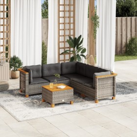 Set de muebles de jardín 6 pzas y cojines ratán sintético gris en Conjuntos de jardín | Comprar online en Foru.es