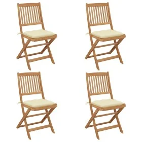 4 Stück klappbare Gartenstühle und Kissen aus massivem Akazienholz von vidaXL, Gartenstühle - Ref: Foro24-3064688, Preis: 213...