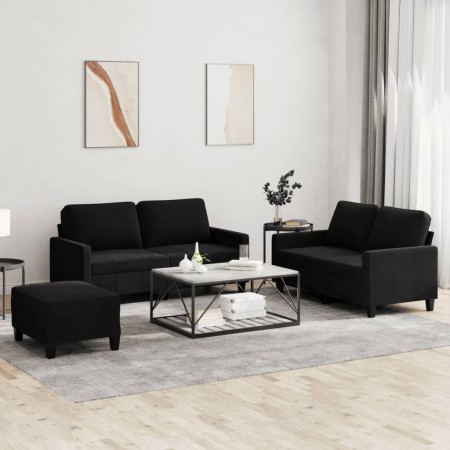 Juego de sofás con cojines 3 piezas terciopelo negro de , Sofás - Ref: Foro24-3201511, Precio: 496,31 €, Descuento: %
