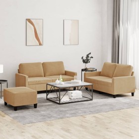 Juego de sofás con cojines 3 piezas terciopelo marrón de , Sofás - Ref: Foro24-3201513, Precio: 434,74 €, Descuento: %