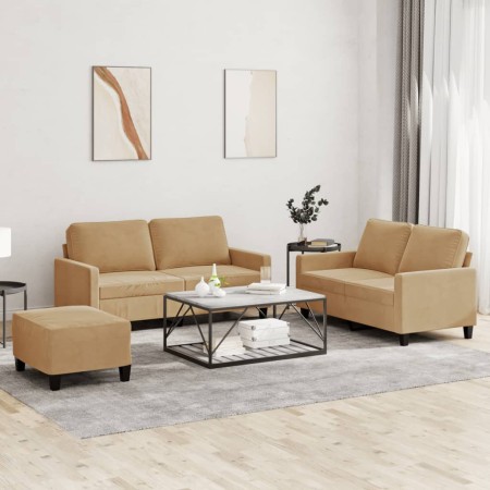 Juego de sofás con cojines 3 piezas terciopelo marrón de , Sofás - Ref: Foro24-3201513, Precio: 434,74 €, Descuento: %