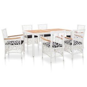 Juego de comedor de jardín 7 piezas ratán sintético blanco de , Conjuntos de jardín - Ref: Foro24-45997, Precio: 824,86 €, De...