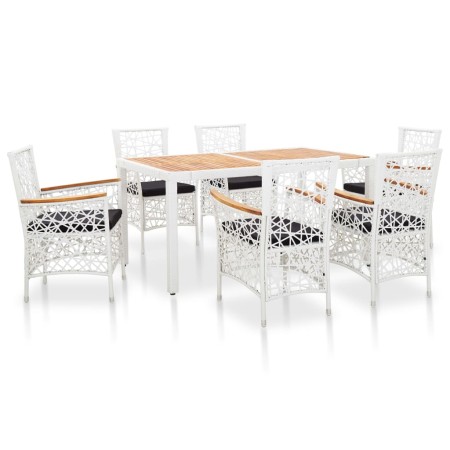 Juego de comedor de jardín 7 piezas ratán sintético blanco de , Conjuntos de jardín - Ref: Foro24-45997, Precio: 824,86 €, De...