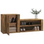 Mueble zapatero madera contrachapada roble ahumado 130x35x54 cm de , Zapateros y organizadores de calzado - Ref: Foro24-81674...