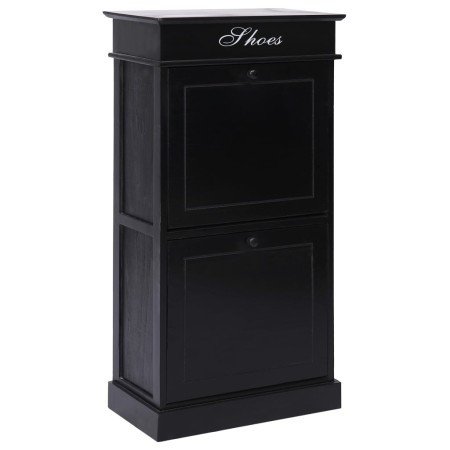 Mueble zapatero de madera de Paulownia negro 50x28x98 cm de , Zapateros y organizadores de calzado - Ref: Foro24-284092, Prec...
