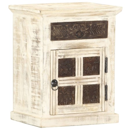 Mesita de noche de madera maciza de mango blanco 40x30x50 cm de , Mesitas de noche - Ref: Foro24-285896, Precio: 109,38 €, De...