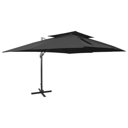 Sombrilla jardín voladiza con cubierta doble negro 400x300 cm de , Sombrillas - Ref: Foro24-312377, Precio: 316,38 €, Descuen...