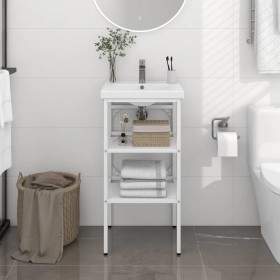 Estructura de lavabo de hierro blanco 40x38x31 cm de , Tocadores de baño - Ref: Foro24-338484, Precio: 59,88 €, Descuento: %