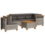 Set de muebles de jardín 6 pzas y cojines ratán sintético gris en Conjuntos de jardín | Comprar online en Foru.es