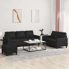 Juego de sofás con cojines 3 piezas cuero sintético negro de , Sofás - Ref: Foro24-3201423, Precio: 499,66 €, Descuento: %