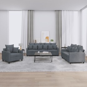 Juego de sofás con cojines 3 piezas terciopelo gris oscuro de , Sofás - Ref: Foro24-3201681, Precio: 632,58 €, Descuento: %
