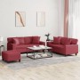 Juego de sofás con cojines 3 piezas cuero sintético rojo tinto de , Sofás - Ref: Foro24-3201932, Precio: 616,36 €, Descuento: %