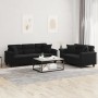 Juego de sofás con cojines 2 piezas tela microfibra negro de , Sofás - Ref: Foro24-3202353, Precio: 611,85 €, Descuento: %