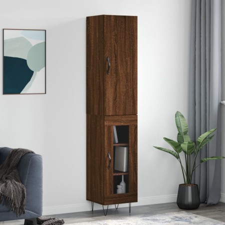 Aparador alto madera contrachapada roble marrón 34,5x34x180 cm de , Aparadores - Ref: Foro24-3199080, Precio: 96,74 €, Descue...