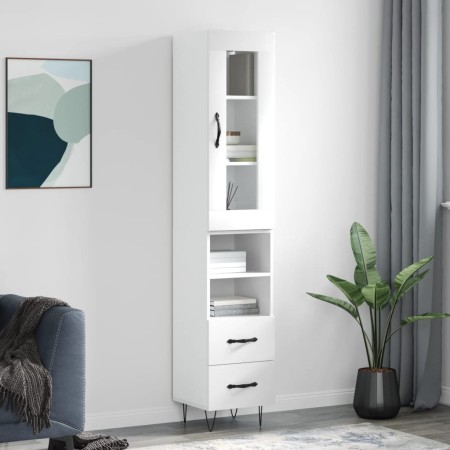 Aparador alto madera contrachapada blanco brillo 34,5x34x180 cm de , Aparadores - Ref: Foro24-3199331, Precio: 116,40 €, Desc...