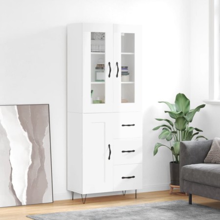 Aparador alto madera contrachapada blanco brillo 69,5x34x180 cm de , Aparadores - Ref: Foro24-3198691, Precio: 187,51 €, Desc...