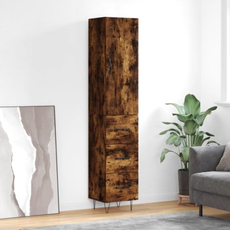 Aparador de madera contrachapada roble ahumado 34,5x34x180 cm de , Aparadores - Ref: Foro24-3198886, Precio: 110,40 €, Descue...
