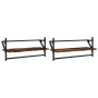 Estantes de pared con barras 2 uds roble ahumado 65x25x30 cm de , Estantes y estanterías - Ref: Foro24-836245, Precio: 33,06 ...