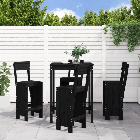 Set de mesa y taburetes altos jardín 5 piezas madera pino negro de , Conjuntos de jardín - Ref: Foro24-3157803, Precio: 353,2...
