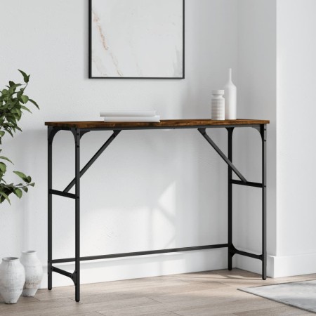 Mesa consola madera de ingeniería roble ahumado 100x32x75 cm de , Mesas auxiliares - Ref: Foro24-834057, Precio: 42,24 €, Des...
