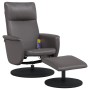 Sillón de masaje reclinable con reposapiés cuero sintético gris de , Sillones - Ref: Foro24-356559, Precio: 133,12 €, Descuen...