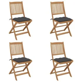4 Stück klappbare Gartenstühle und Kissen aus massivem Akazienholz von vidaXL, Gartenstühle - Ref: Foro24-3064686, Preis: 209...